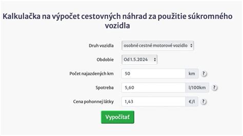 výpočet cestovných náhrad