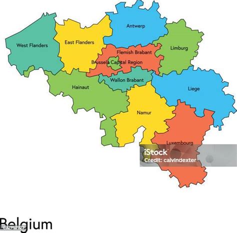 Mapa Belgicka s vyznačenými regiónmi