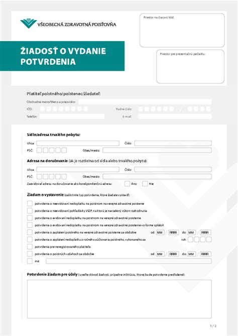 Vzor tlačiva Potvrdenia o dočasnej pracovnej neschopnosti