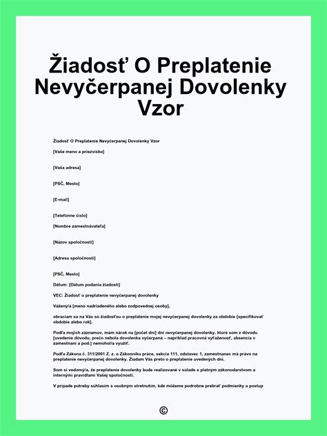 Preplatenie nevyčerpanej dovolenky