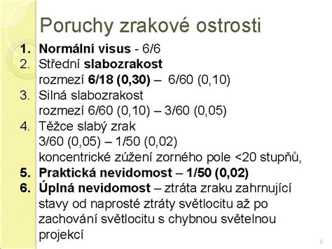 Zrakové postihnutie - spektrum