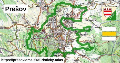 Mapa Prešova s vyznačenými časťami mesta