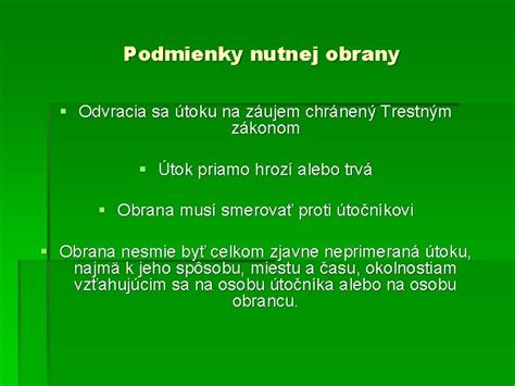 Grafika: Hlavné podmienky nutnej obrany