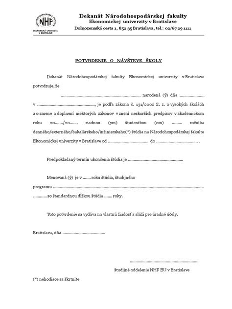 Formulár potvrdenia o štúdiu pre Sociálnu poisťovňu