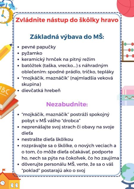 Veková zrelosť dieťaťa na nástup do škôlky