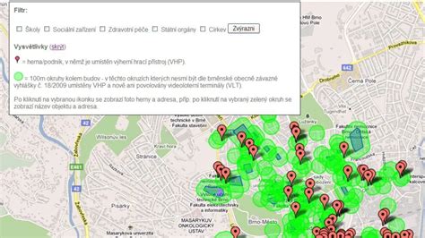 Mapa Púchova s vyznačenými sociálnymi zariadeniami