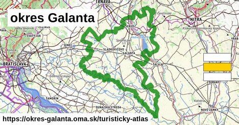 Mapa okresu Galanta s vyznačenými Úľanmi nad Žitavou a okolitými mestami