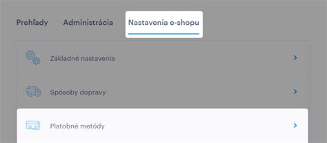 Rozhranie Business Manageru pre nastavenie platobných metód a fakturácie