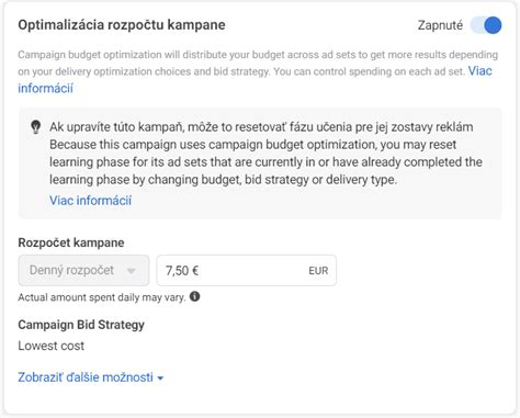 Nastavenie rozpočtu a trvania kampane v reklamnom manažérovi