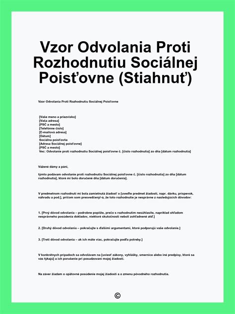 Štruktúra odvolania voči rozhodnutiu