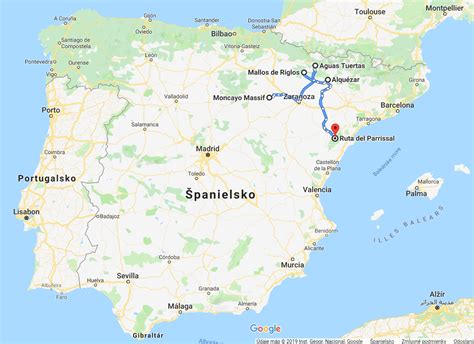 Mapa obľúbených turistických destinácií v Španielsku