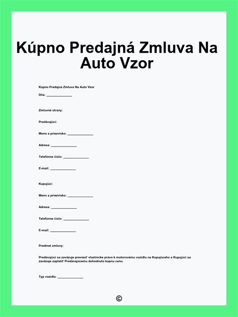 Kúpno-predajná zmluva na automobil