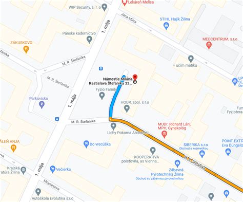Mapa zdravotníckych zariadení v Námestove a okolí