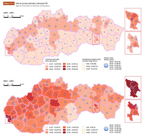 Mapa Slovenska s demografickými ukazovateľmi starnutia populácie