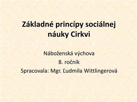Základné princípy a ciele sociálnej starostlivosti