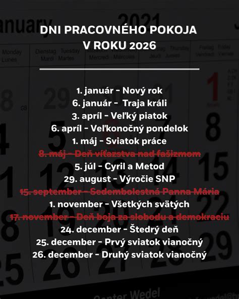 Grafické znázornenie sviatkov a dní pracovného pokoja