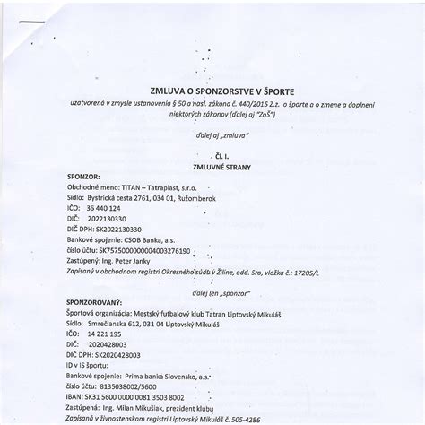 Sponzorská zmluva