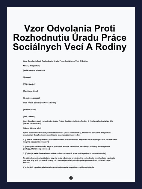 Štruktúra odvolania proti rozhodnutiu úradu.