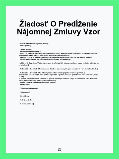Predĺženie nájomnej zmluvy
