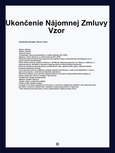 Ukončenie nájomnej zmluvy