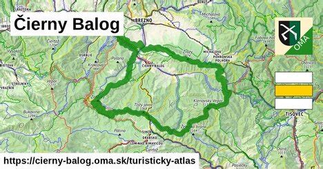 Mapa obce Čierny Balog s vyznačenými miestnymi časťami
