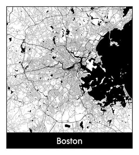 Mapa Bostonu s vyznačenou štvrťou North End