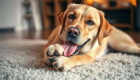 Pes si čistí labky