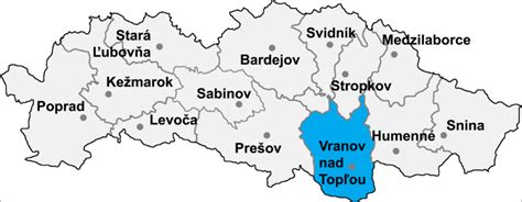 Mapa: Vranov nad Topľou a okolie