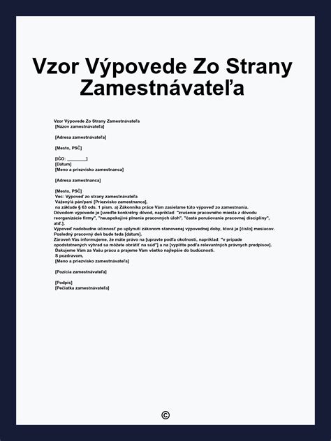 Schéma procesu výpovede zo strany zamestnávateľa