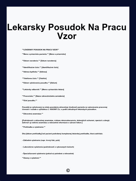 Lekár vyplňujúci posudok pre opatrovateľstvo
