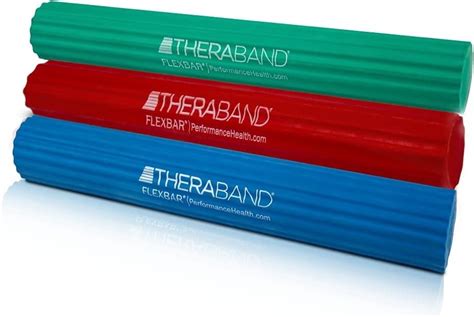 Rôzne farby Thera-Band FlexBar s popismi úrovní odporu