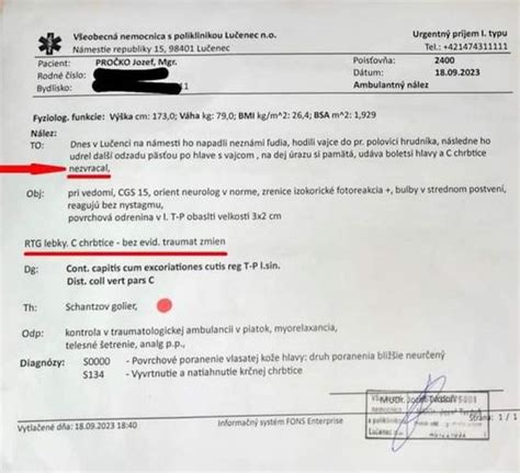 lekárska správa s percentuálnym hodnotením