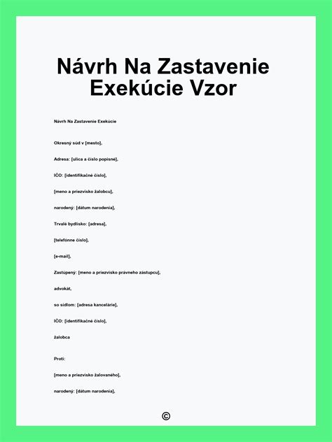 Formulár návrhu na zastavenie exekúcie