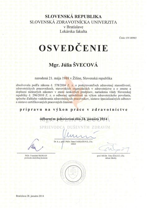 Obrázok: Certifikáty a diplomy v zdravotníctve