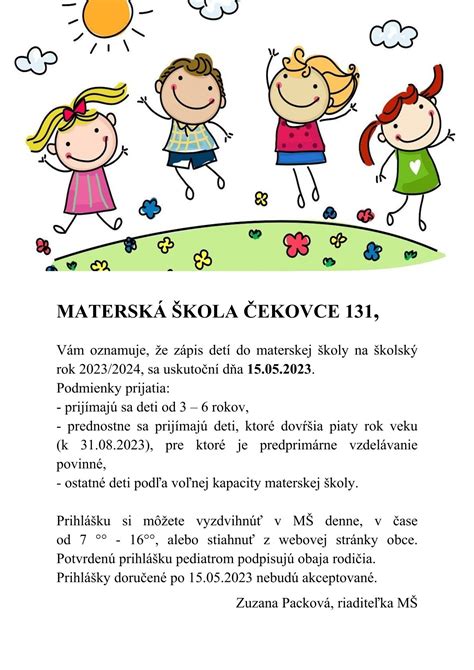 Schéma procesu prijímania dieťaťa do materskej školy