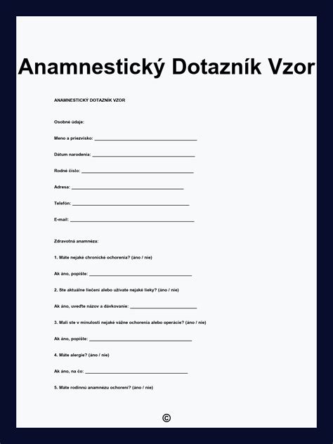 Zdravotný dotazník pre životné poistenie