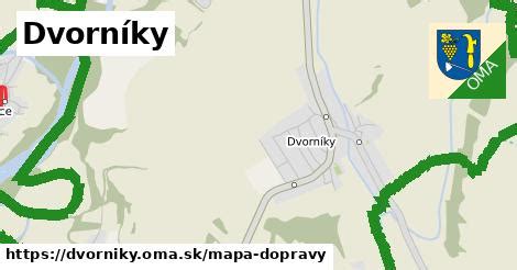 Mapa obce Dvorníky a jej okolia