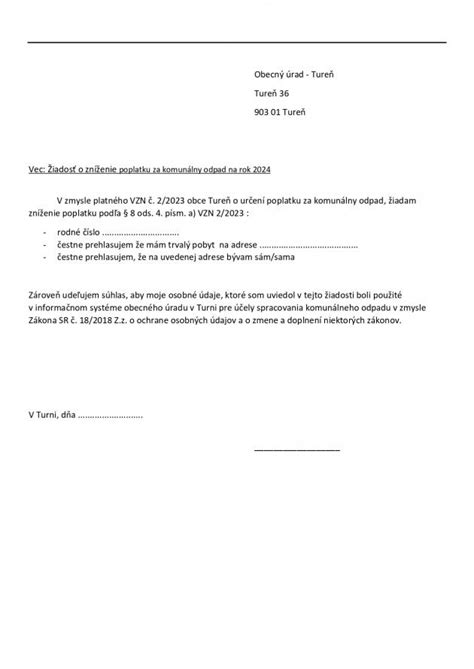 Doklady pre zníženie poplatku