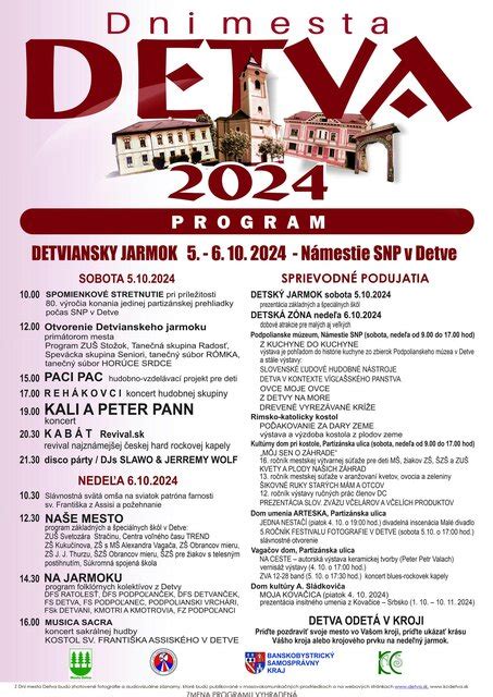 Jarmok a kultúrne vystúpenia na Dňoch mesta Detva