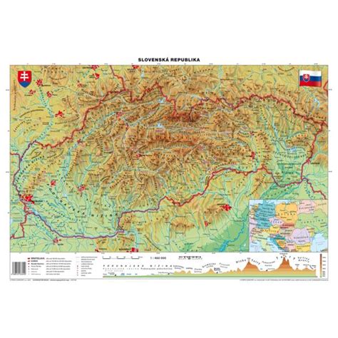 Mapa Slovenska s vyznačenými voľne prístupnými jaskyňami