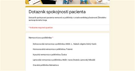 Príklad online prieskumu spokojnosti pacienta