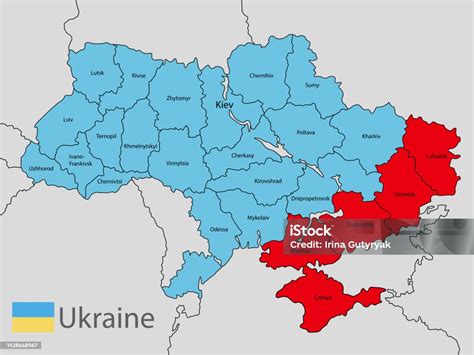 Mapa Ukrajiny so zvýraznenými oblasťami Donecka a Novoazovska