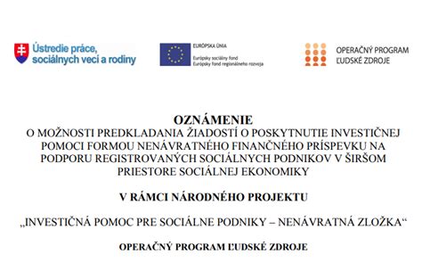 Možnosti finančnej podpory pre sociálne podniky