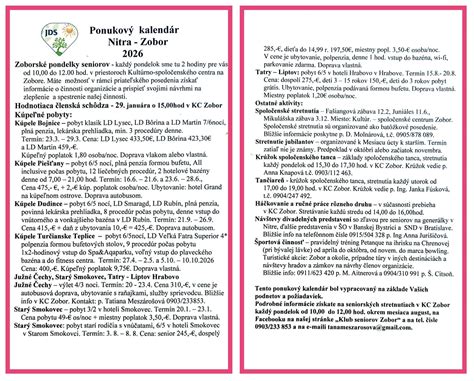 Agenda stretnutia seniorov