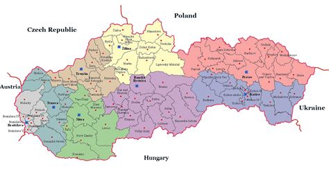 Mapa Slovenska s vyznačenými pobočkami APVV
