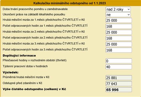 Výpočet odstupného