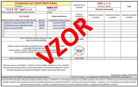 Tabuľka s príkladmi vyplnenia evidenčného listu