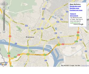 Mapa Bratislavy s vyznačenými mestskými časťami Ružinov a Nivy