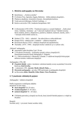 História andragogiky na Slovensku