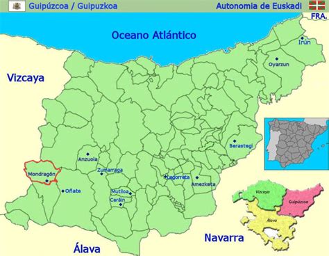 Mapa: Mondragón a družstevné hospodárstvo